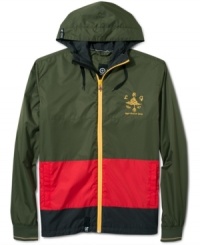 Block that breeze in style with this LRG color block windbreaker.