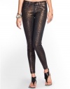 GUESS Brittney Coated Leopard-Print Denim Leggings