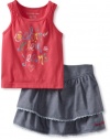 Calvin Klein Girls 2-6x Top With Denim Skort