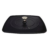 Perfect for cooking steaks, burgers and chicken breasts. Heat the Staub press in a grill pan on the stovetop or in the oven, then place the press atop the food in your pan and to cook both sides simultaneously.