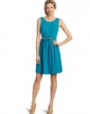 Calvin Klein Women's Pleated Front Fit N Flare Dress, Lagoon, 8