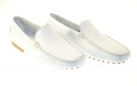 TOD'S Women's Pellame Bruahedbru Leather White Moccasins Sz 35 4BR897