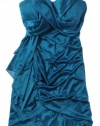 Teeze Me Juniors Draped Strapless Knit Dress, Teal, Large