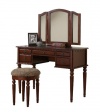 Bobkona St. Croix Collection Vanity Set with Stool, Cherry