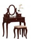 Bobkona Rylan Vanity Set with Stool, Dark Cherry