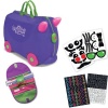 Melissa and Doug Carry-On Kids Luggage Iris Purple/Saddle Bag/Sticker Set