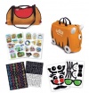 Trunki Sunny Travel Suitcase Combo Pack- Trunki, Coordinating Totebag and 3 Bonus Sticker Packs (Orange/Red)