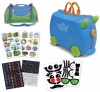 Trunki Terrance Travel Suitcase Combo Pack- Trunki, Coordinating Totebag and 3 Bonus Sticker Packs (Blue/Green)