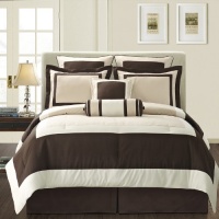 Fashion Street Gramercy 8-Piece Comforter Set, Queen, Ivory/Brown