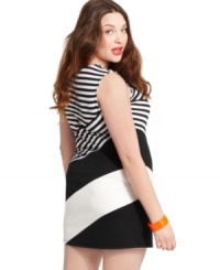 Flaunt on-trend style with ING's sleeveless plus size dress, featuring a striped pattern!