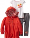 Kids Headquarters Baby-Girls Infant Jacket With Tee And Pants, Orange, 24 Months