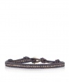 CHAN LUU MEN'S Gunmetal Nugget Single Wrap Bracelet on Dark Blue Leather