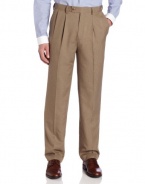 Louis Raphael Men's Houndstooth Pleated Dress Pant with Hidden Extension