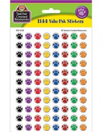 Teacher Created Resources Colorful Paw Prints Mini Stickers Value Pack (4742)