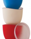 iSi Basics Flex-it 1-Cup Prep Bowls with Lids, Set of 3, Red, White, and Mediterranean Blue