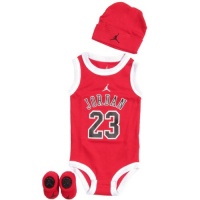 JORDAN 3 PIECE INFANT SET IBSP524-RED (0 TO 6 MONTHS, RED/WHITE)