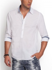 GUESS Jake Popover Shirt in Logan Regular Fit, OPTIC WHITE (SMALL)