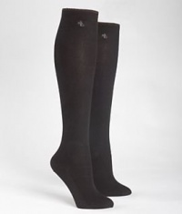 Ralph Lauren Women's Cotton Ribbed Knee Highs 2-Pack, One Size, Black