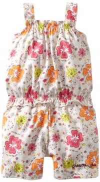 Calvin Klein Baby-girls Infant Flower Print Romper, Orange/Pink, 18 Months