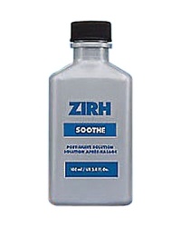 ZIRH'S post-shave treatment calms skin just after shaving, reducing or eliminating razor burn. Also makes an effective light moisturizer.