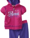 Puma - Kids Baby-girls Infant French Terry Hoodie And Capri Set, Pink, 24 Months