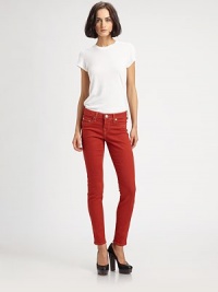 Effortlessly chic, mid-rise skinnies with intricate stitching and tons of stretch. THE FITMedium rise, about 8½Inseam, about 29THE DETAILSZip flyFive-pocket style76% cotton/23% polyester/1% elastaneMachine washMade in USA of imported fabricModel shown is 5'11 (178cm) wearing US size 4.