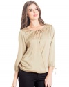 GUESS Petra Long-Sleeve Top, LIGHT SANDALWOOD (LARGE)