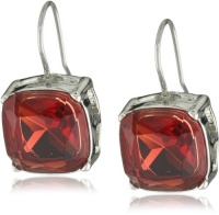 Nine West BLING IT ON Silver-Tone Red Stone Cushion Drop Earrings