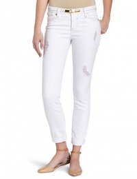 XOXO Juniors Contrast Stitch Denim Bottom, White, 5/6