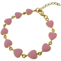 Lily Nily Children's 18k Gold Overlay Pink Enamel Hearts Bracelet