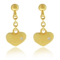 Lily Nily Children's 18k Gold Overlay Diamond Accent Heart Dangle Earrings