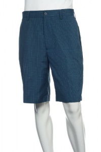 Izod Golf Men's Blue Plaid Flat Front Walking Shorts