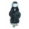 Leviton 1406 660 Watt, 125 Volt, Two Outlet With Pull Chain Socket Adapter, Black