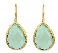 18KT Gold Vermeil Large Natural Green Amethyst Teardrop Earrings 925 Sterling Silver Bezel Set Gemstone Drops, Kyle Richards