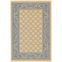 Couristan Recife Garden Lattice Indoor/Outdoor Area Rug - Natural/Blue Size - 5.10 x 9.2 ft.