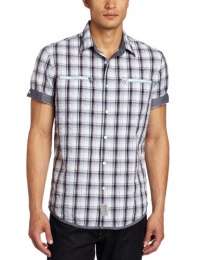 Calvin Klein Jeans Men's Pacific Seersucker Plaid Short Sleeve Buttondown Shirt