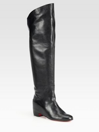 Fine Italian leather forms this exaggerated over-the-knee boot, resting on a hidden wedge. Hidden wedge, 3¼ (80mm)Shaft, 17½Leg circumference, 19Leather upperPull-on style with back slitLeather liningSignature red leather solePadded insoleMade in Italy