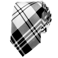 TopTie Unisex New Fashion Black and White Plaid Skinny 2 inch Necktie