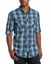 Calvin Klein Jeans Men's Burbank Corded Plaid Long Sleeve Woven Shirt