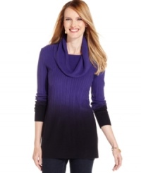 Snuggle into this tunic sweater from Elementz, featuring textured knit and an artsy ombre color. It's just the thing to pair with leggings or skinny jeans.