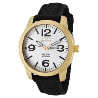 Invicta Men's 1049 Specialty Collection White Dial 18k Gold-Plated Stainless Steel and Black Canvas Watch