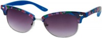 Blue and Pink Frame with Smoke Lenses Semi-Wayfarer Paisley Print Cat Eye Sunglasses