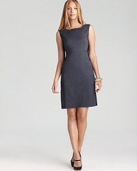 A mastery in figure flattery, this T Tahari sheath dress flaunts a chic contrast back and slimming waist accents for an effortless hourglass silhouette.