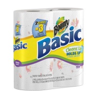 Bounty Basic Paper Towels 2 Giant Rolls With Prints = 3 Regular Rolls With Prints (Pack of 12)