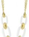 T Tahari Bamboo White and Gold Link Necklace