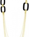 T Tahari Bamboo Gold Necklace with Black Link Stations