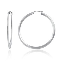 Sterling Silver Knife-Edge Hoop Earrings (1.6 Diameter)