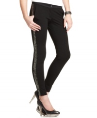 Jessica Simpson gives this season's must-have tuxedo-stripe skinny pants a festive upgrade with the inclusion of shimmery sequins!