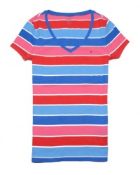 Tommy Hilfiger Women V-neck Multi Stripes T-shirt