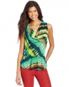 XOXO Juniors Printed Multi Keyhole Back Tank, Emerald, Small